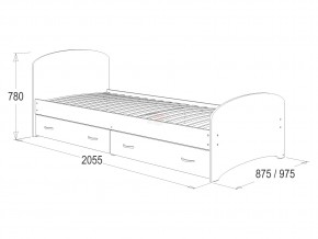 Кровать-6 одинарная с 2-мя ящиками 900*2000 ясень анкор в Сибае - sibaj.magazinmebel.ru | фото - изображение 2